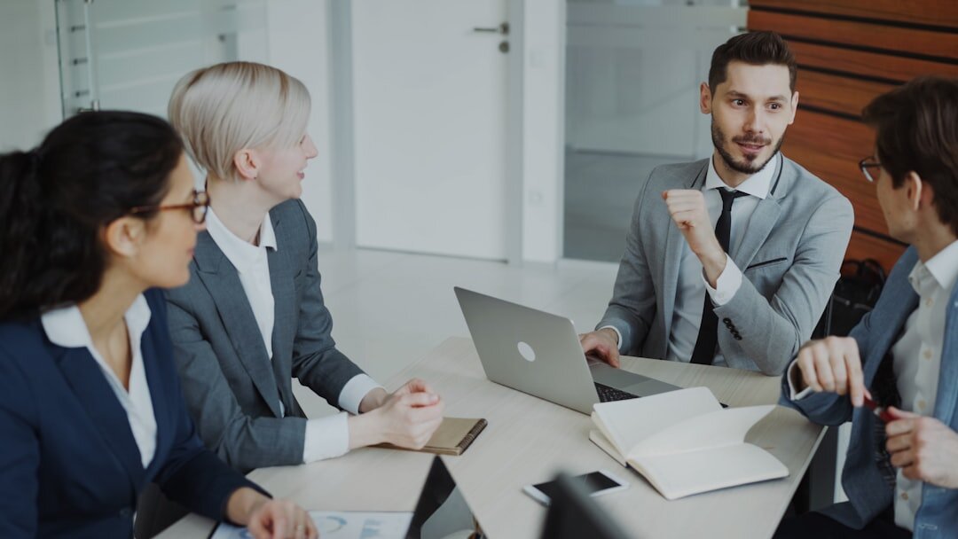 business leaders gossiping