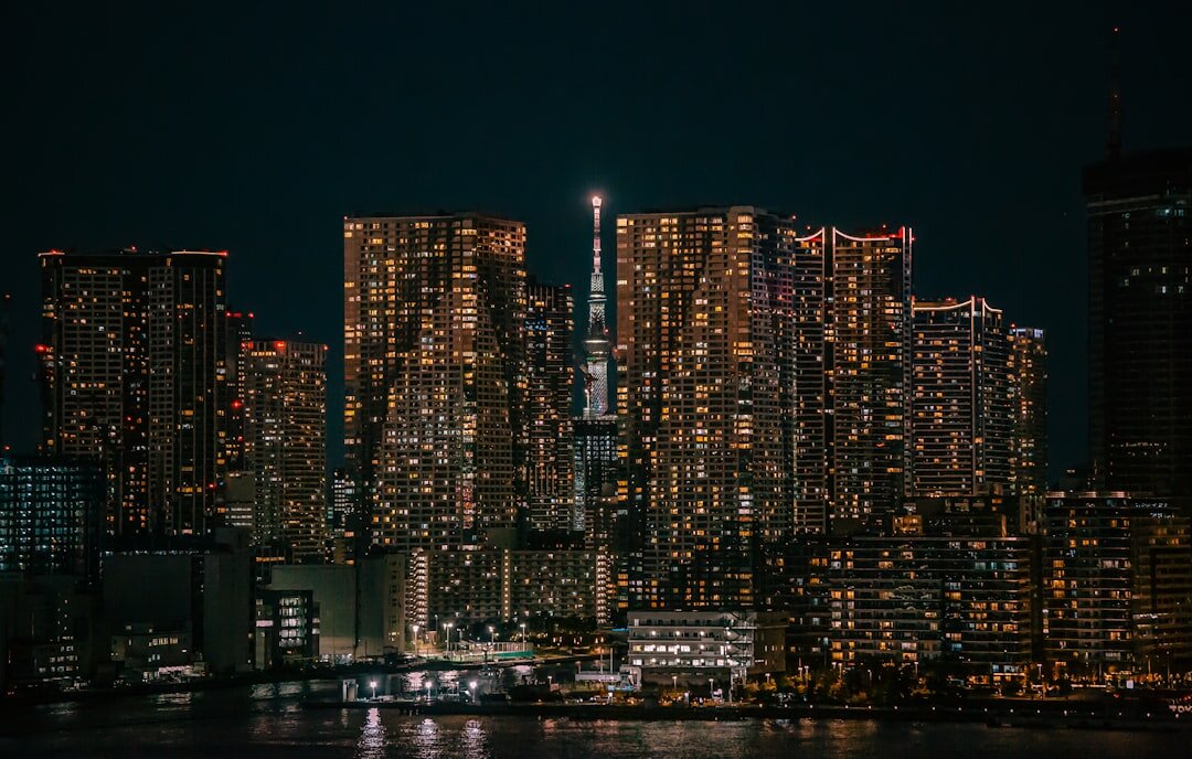 city skyline at night