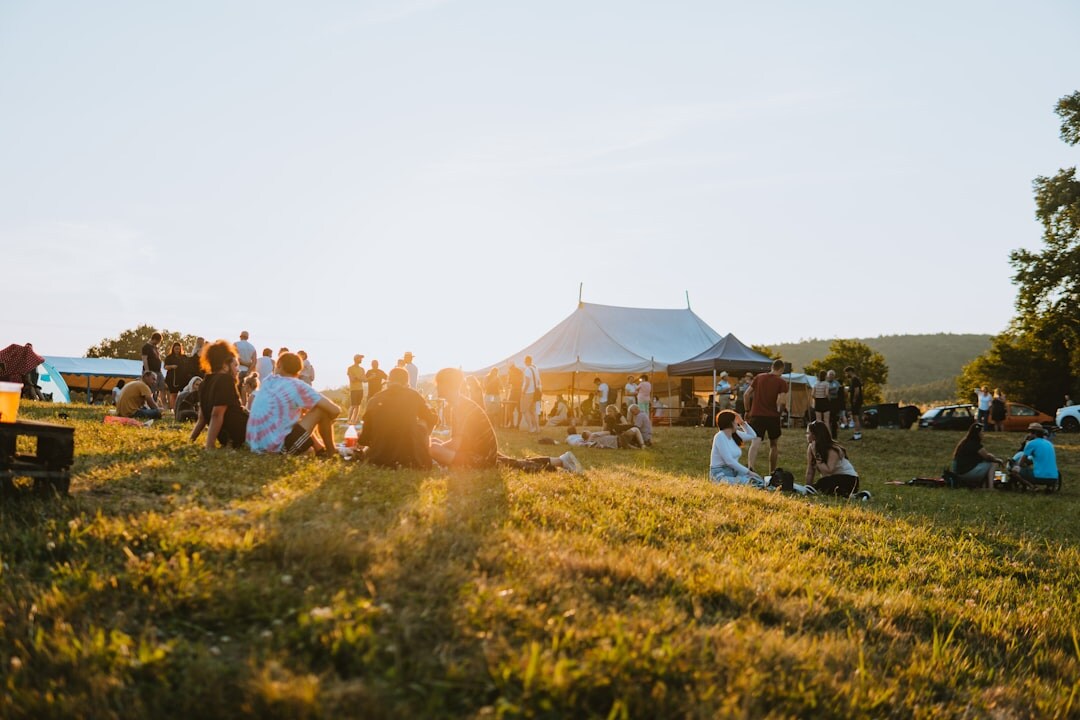 people relaxing after event